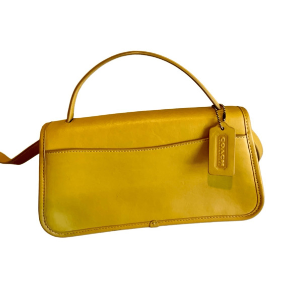 Coach Yellow Turnlock Clutch Top Handle Crossbody Bag - Picture 2 of 12